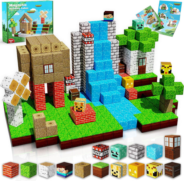 Giocattoli Cubi Magnetici – Set di 100 Blocchi STEM, Sviluppo Cerebrale e Potenziamento della Concentrazione per Bambini dai 3 ai 10 Anni, Regalo Montessori
